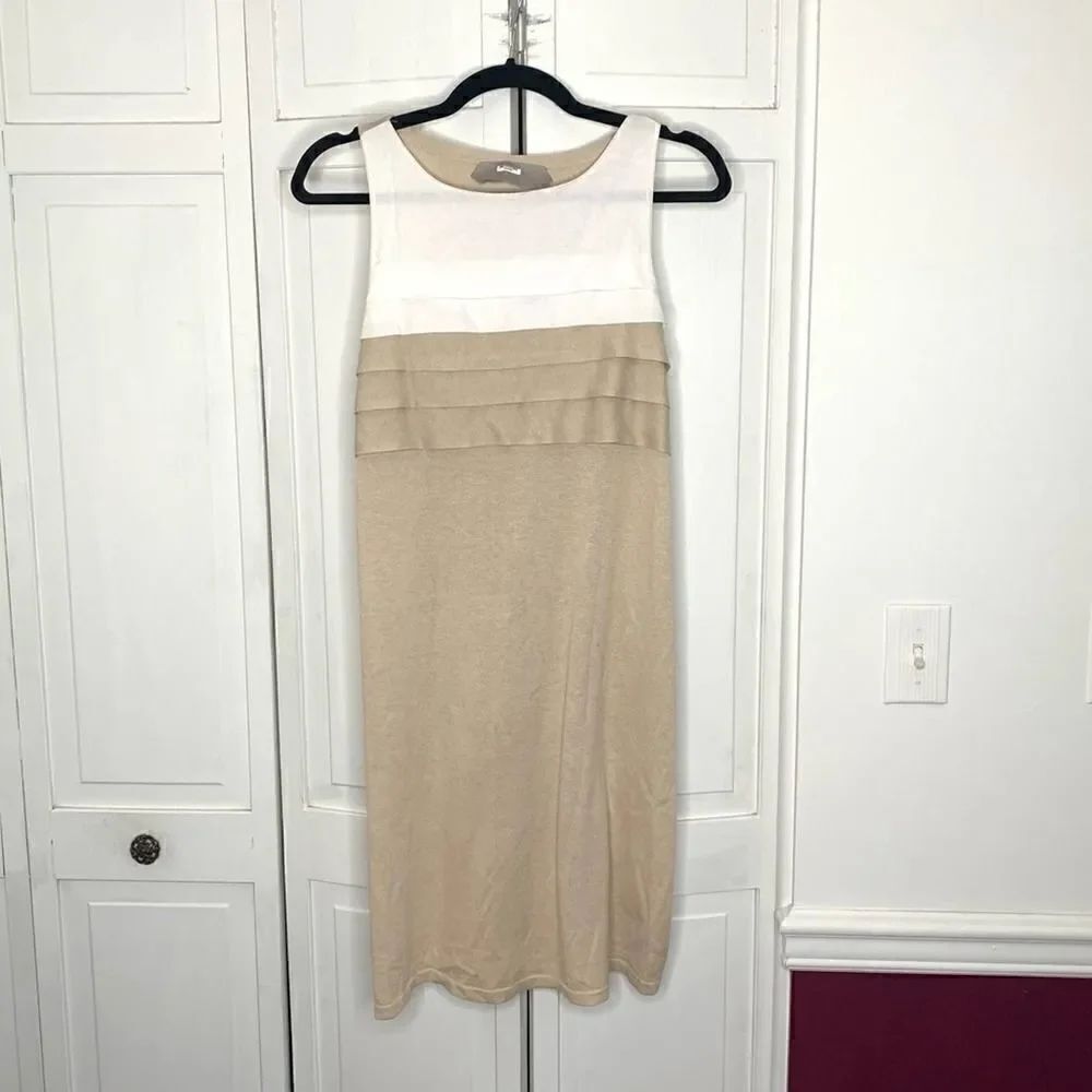 Dorothee Schumacher Tan Cream Silk Cotton Dress